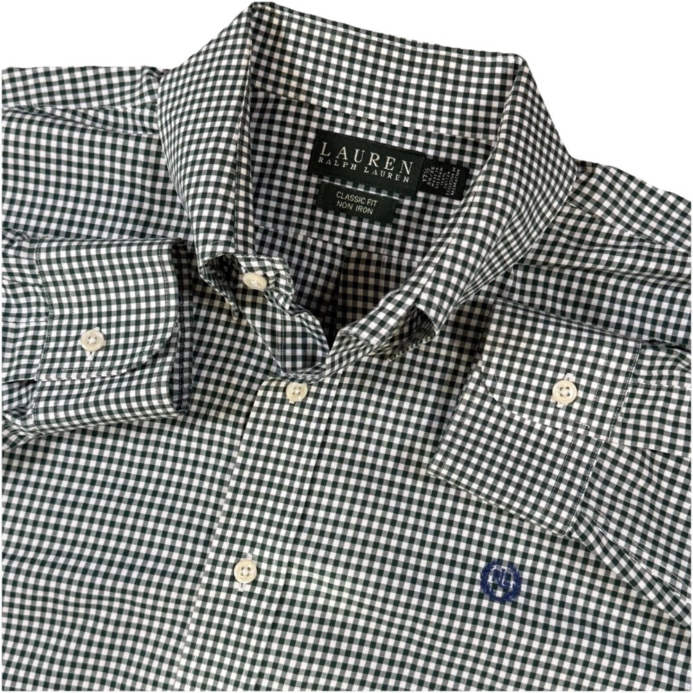 Lauren Ralph Lauren Dress Shirt Gingham Checkered‎ Classic Non Iron Shirt 17 1/2